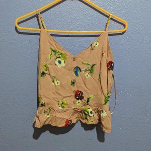 Pink Floral Frilly Crop Top Medium